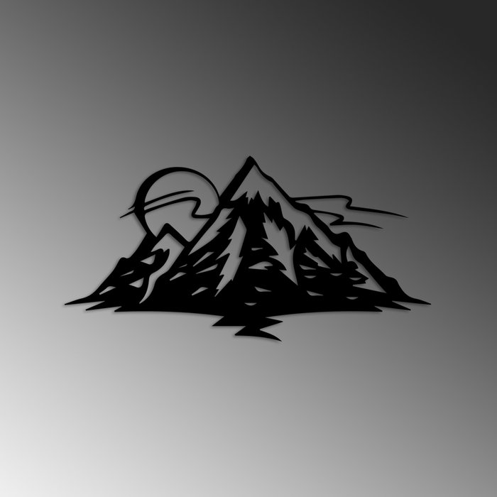 Wallity Mountain 25 Escultura de pared de metal negra